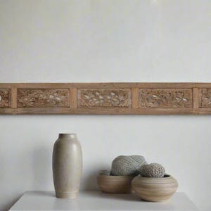 19th Century Asian Carved Floral Art, Antique Floral Carving,Asian Wall Decor,Handcarved Wood Panel,Oriental Vintage Art,Asian Floral Relief