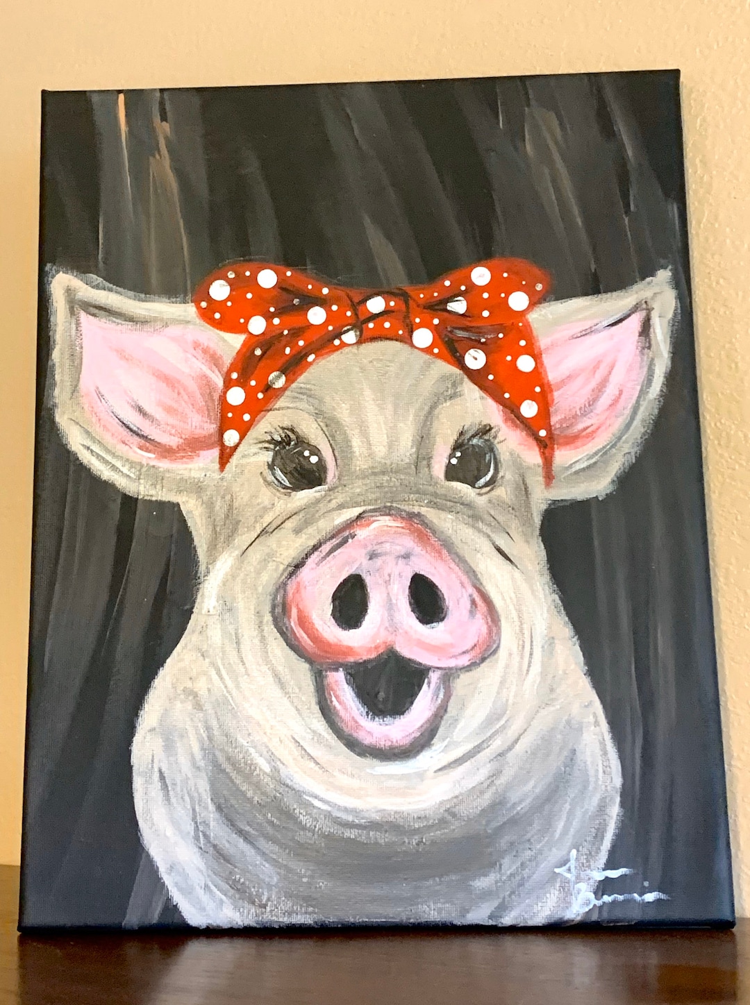 Pig Acrylic Painting Pig Art Rustic Painting Farm Animal Etsy