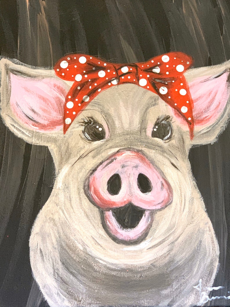 Pig Acrylic Painting Pig Art Rustic Painting Farm Animal Etsy