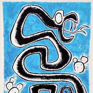 Impression d'Art 5 x 7 SERPENT, illustration de la nature du sud-ouest du désert carte postale serpent à sonnettes