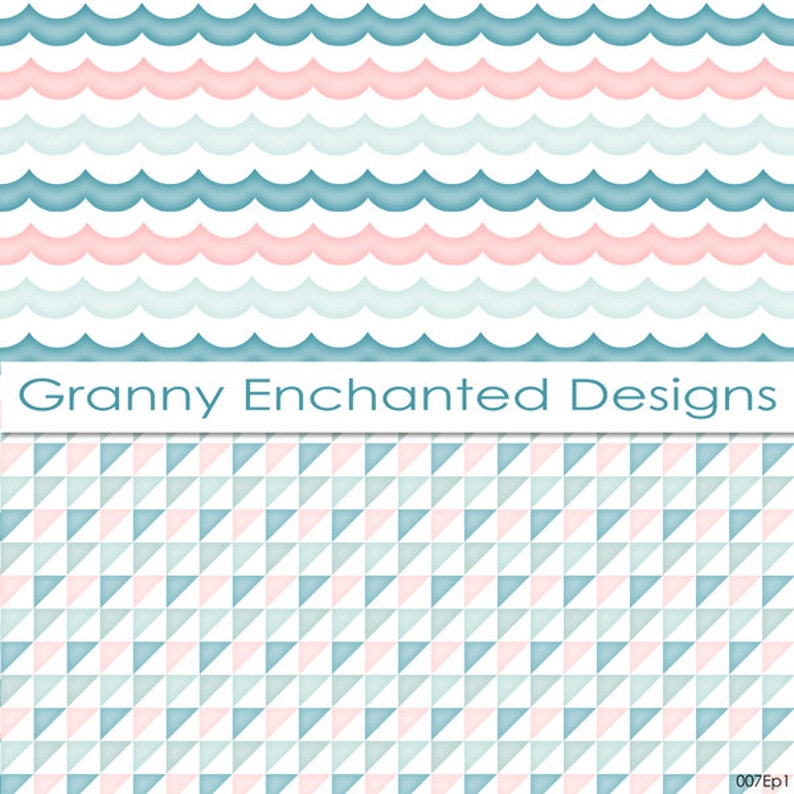Soft Beach: 12 Digital Papers in Teal Blue White and Blush image 5