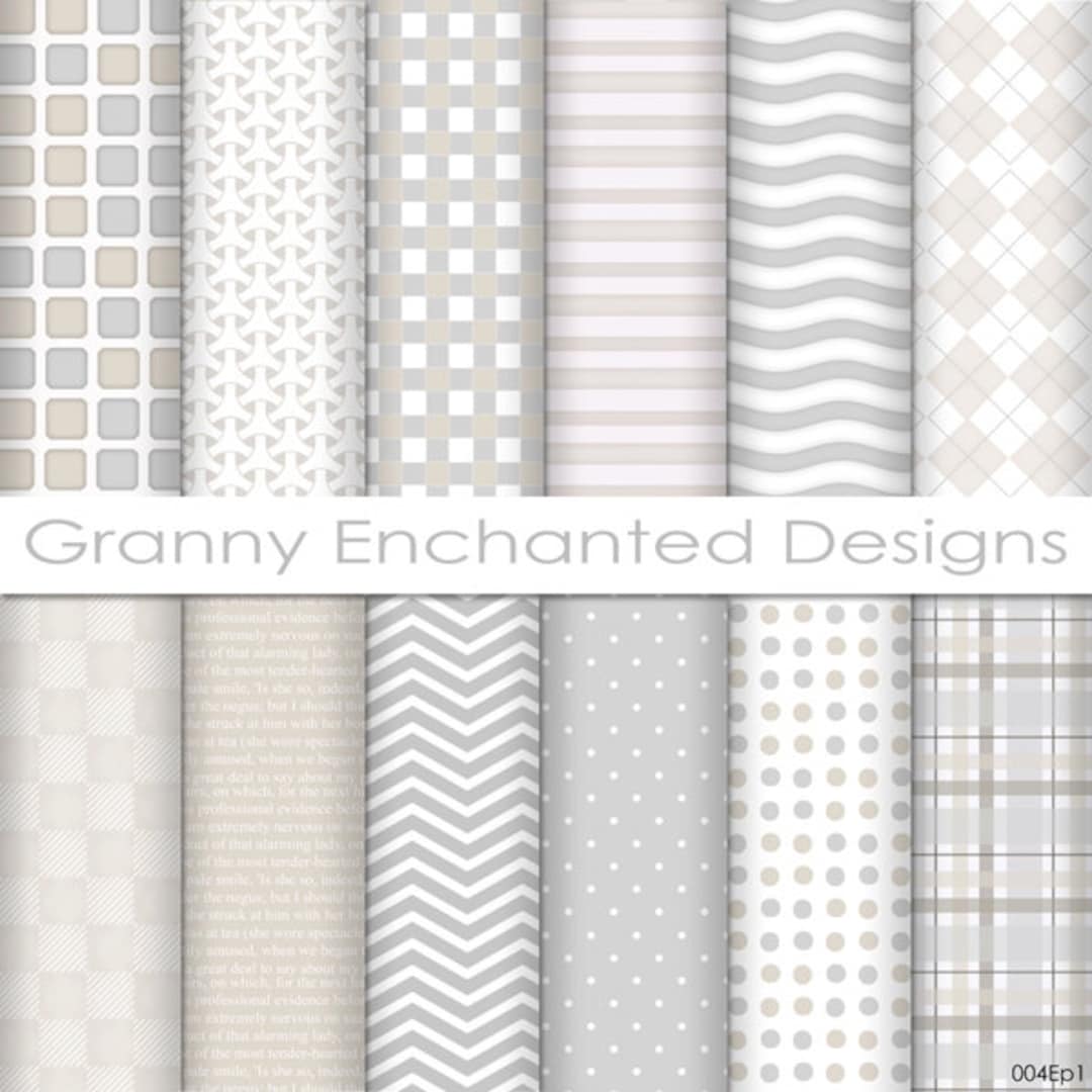 Grey Pattern Digital Paper 12 Digital Papers – in White, Gray, and Taupe Patterns for Digital ...