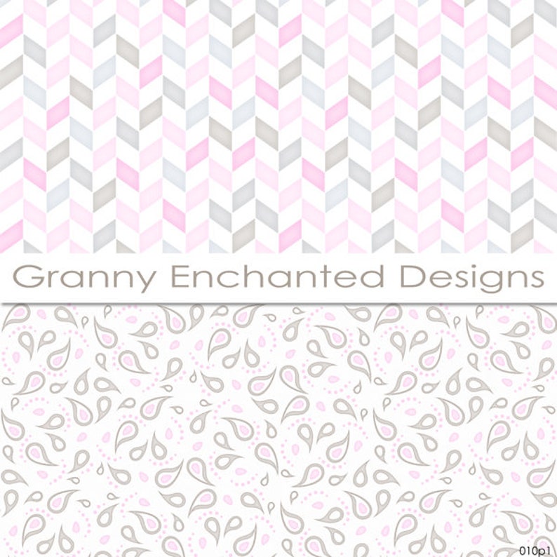 Ellie Paper Pack: 12 Digital Papers in Gray, Pink, and Brown Scrapbook Patterns 010p1 image 2