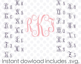 Vine Monogram Font Etsy