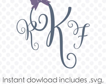 Swirl vine monogram svg font alphabet instant download .dxf .svg and zipped .studio files vector cutting files