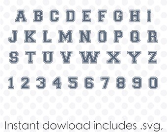 High school font svg file alphabet instant download ( zipped .dxf .svg .eps and .studio files) vector cutting files