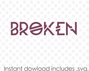 Broken font svg file alphabet instant download ( zipped .dxf .svg .eps and .studio files) vector cutting files