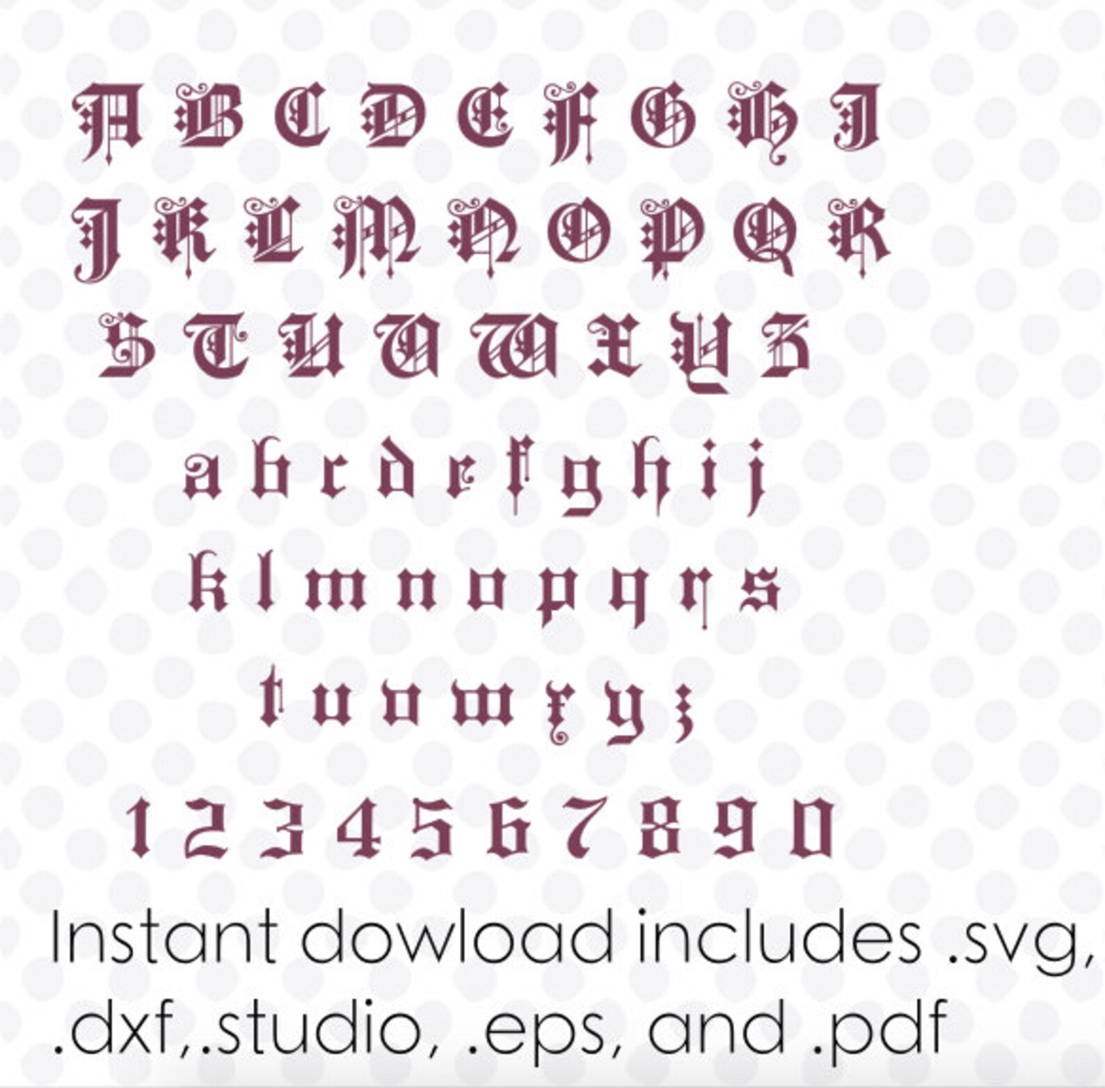 Notre Dame font svg file alphabet instant download zipped | Etsy
