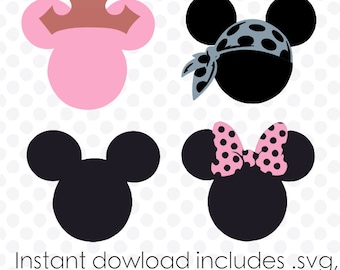 Mouse ears monogram frame instant download (zipped .eps .dxf .svg and .studio files) vector cutting files