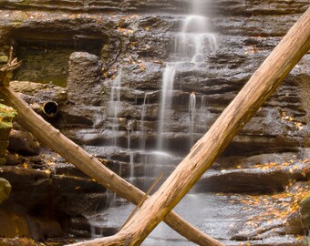 Impresión de pared o lienzo fotográfico de bellas artes con cascada en el parque estatal Mattheissen