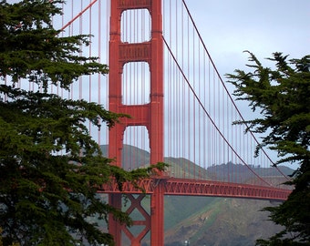 Golden Gate Bridge Framed with Trees, San Francisco Fine Art Photography Wall Print or Photo Canvas. FREE SHIPPING.