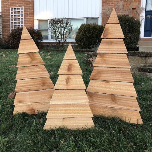 Wooden Christmas Trees set of 3 Indoor or Outdoor Decoration Etsy