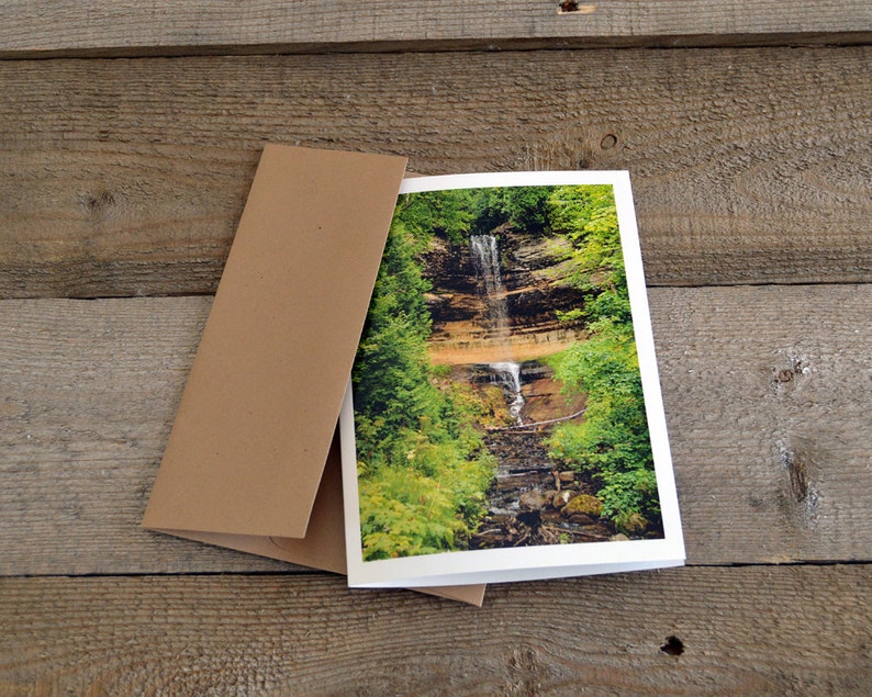 Waterfall Note Cards with kraft envelope blank inside 6 each of 2 images Free Shipping. fine art photography Set of 12