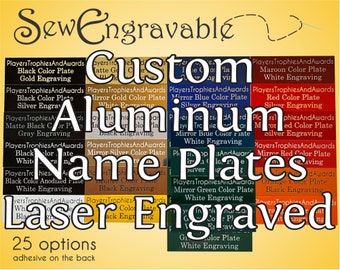 Custom .75 x 3.5 Metal engraved Name plate Personalized Laser Engraving .75"x3.50" plaque small tag Military award Proof incl SewEngravable