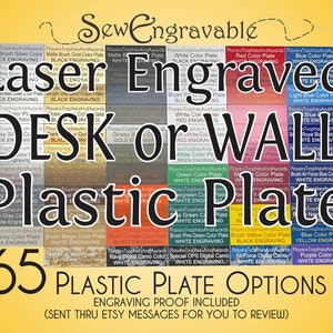DESK PLATE 3 x 10 Plastic Name plate Custom Engraving personalized 43 color options and choice of font 3x10 DESKPLATE SewEngravable