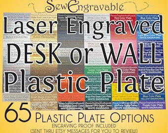 Custom DESK PLATE 1 x 10 Plastic Engraved Name plate personalized engraving proof inc military schools business 1x10 DESKPLATE SewEngravable