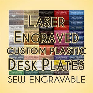 DESK PLATE 3 x 10 Plastic Name plate Custom laser Engraved personalized 3x10 DESKPLATE Proof included business military SewEngravable