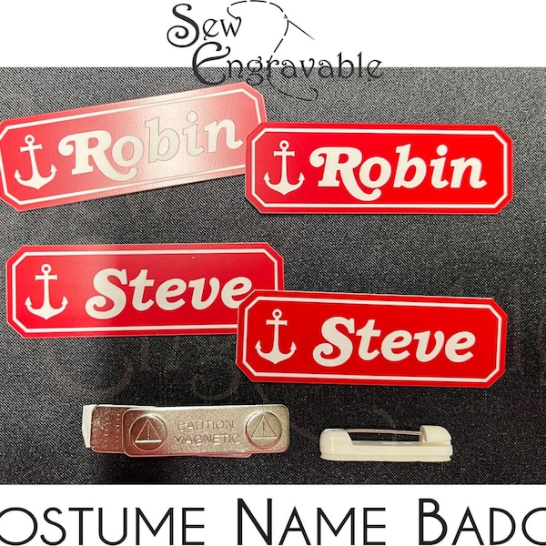 Steve or Robin Costume name badge Halloween accessory prop SewEngravable Free Shipping
