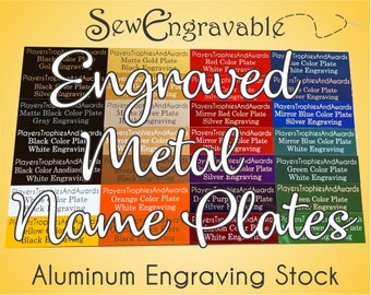 Nameplate .75" x 2.75 Metal engraved Name plate Custom Laser Engraving .75x2.75 plaque small tag sign SewEngravable Personalized