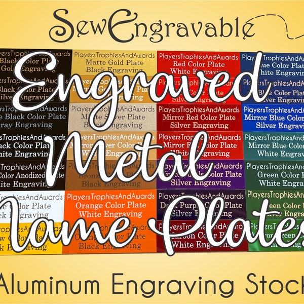 Nameplate .75" x 2.5 Metal engraved Name plate Custom Laser Engraving .75x2.50 plaque small tag sign SewEngravable Personalized