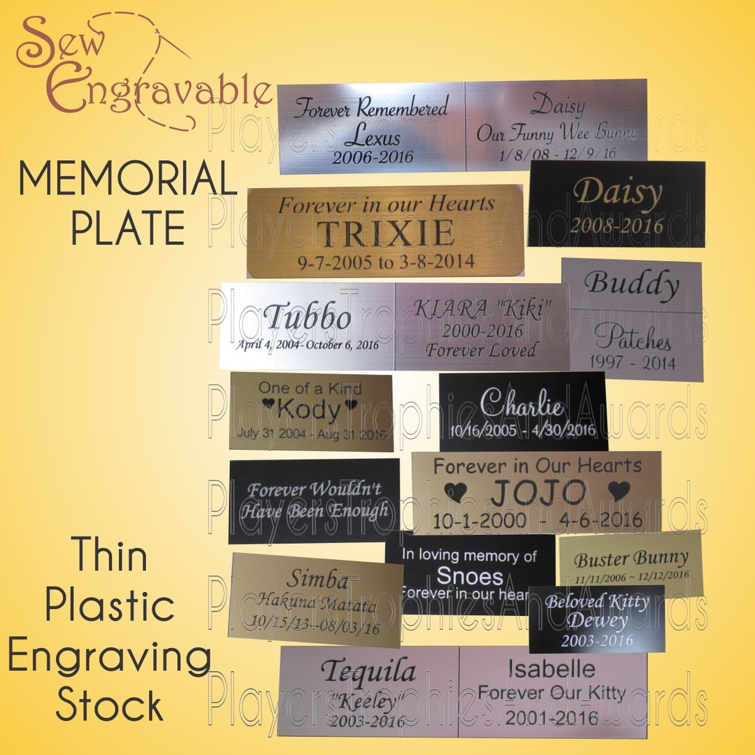 Picture of Custom Pet Memorial ENGRAVED Nameplate THIN PLASTIC Several Designs and ...