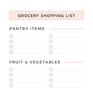 Printable Grocery list, digital minimal grocery list, grocery shopping list, organize, simple grocery list,