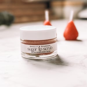 Strawberry Kiwi Lip Scrub – Natural Sugar Exfoliator for Soft, Smooth Lips sprout and sparrow