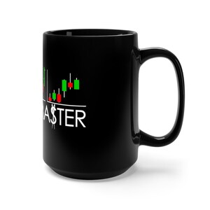 Chart Master Black Mug 15 onças, presente para investidores, ações