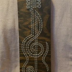 Guitar & treble clef string art sign
