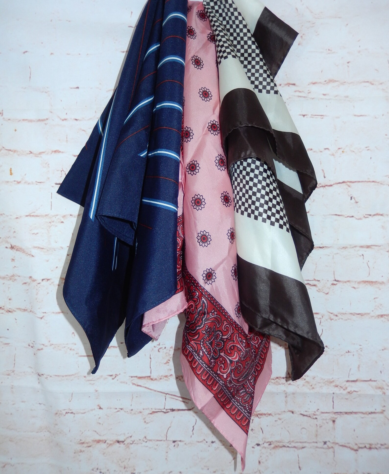 Lot of 3 Vintage Scarves Silk Scarves Neck Scarves Head Etsy