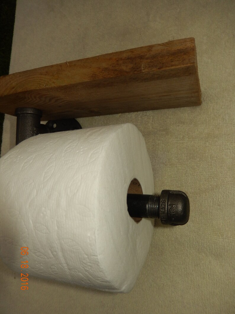 Industrial Black Pipe Toilet Paper Holder with Shelf Etsy
