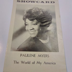 Showcard, Paulene Myers, The World of My America, program image 1