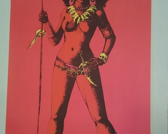 Vintage 1970&#39;s War Queen Black Light Poster, 21.5 x 33&#39;&#39;;