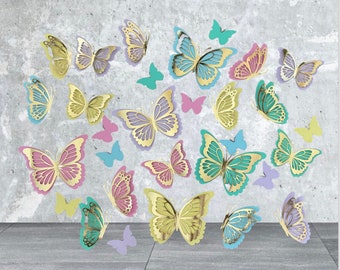 3D Butterfly Wall Decoration, Nursery Paper Butterfly Wall Decor, Paper Butterflies , Butterfly Decoration Set, Girl Wall Decoration