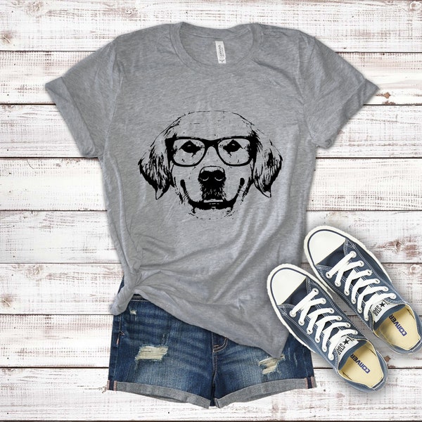Golden Retriever Wearing Glasses Shirt, Golden Retriever shirt, dog mom shirt, retriever shirt