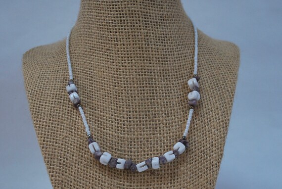 Seed Beed and Shell Choker, Square and crazy cut … - image 1