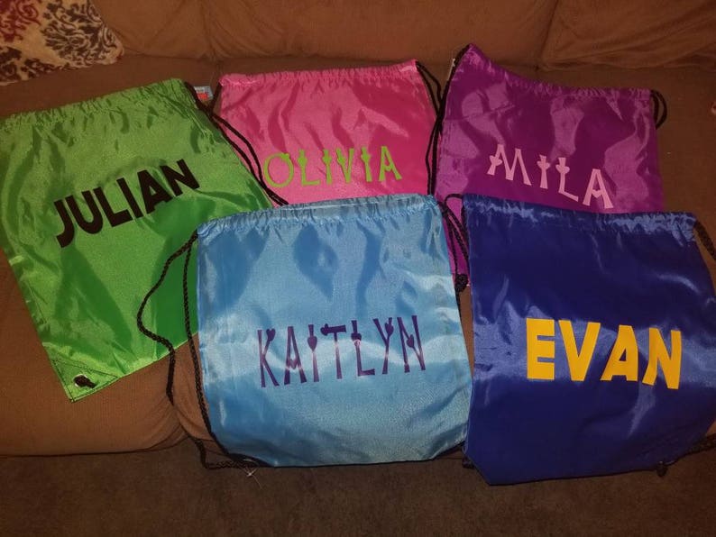 Personalized drawstring bag. Camp bag. Birthday party favor. Etsy