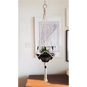 Macrame Plant Hanger, Hanging Planter, Color Block