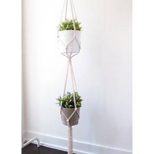 Macrame Plant Hanger, Double Plant Holder, Hanging Planter image 1