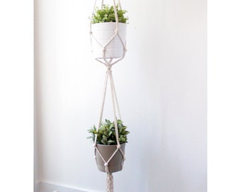 Macrame Plant Hanger, Double Plant Holder, Hanging Planter