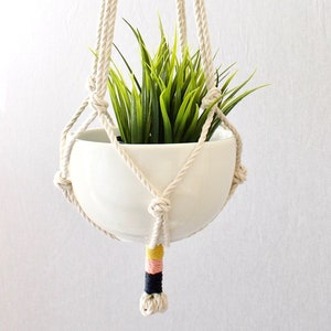 Macrame Plant Hanger, Hanging Planter, Color Block
