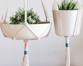 Macrame Plant Hanger, Hanging Planter, Color Block, Birthday Gift