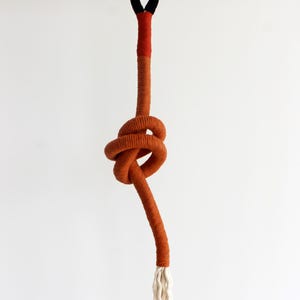 Cotton Rope Wall Hanging Sculpture: Knot Fiber Art, Gallery Decor - 40&quot;h x 5&quot;w