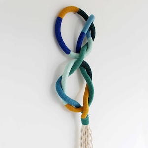 Handmade Cotton Rope Wall Sculpture: Knot Fiber Art