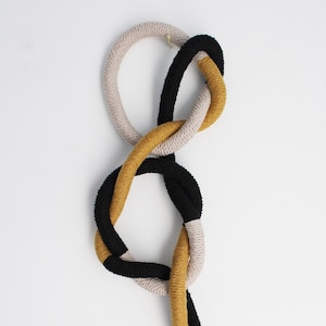 Rope Sculpture Wall Hanging: Handcrafted Knot Fiber Art