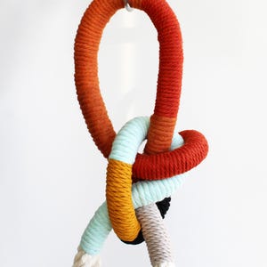 Color Block Macrame Plant Hanger: Handmade Cotton Hanging Planter *no tariffs/fees to USA