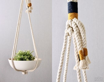 Macrame Plant Hanger, Hanging Planter, Color Block, Unique Macrame Plant Holder, Fruit Bowl Holder