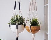 Macrame Plant Hanger, Hanging Planter, Color Block, Macrame Plant Holder, Free Shipping