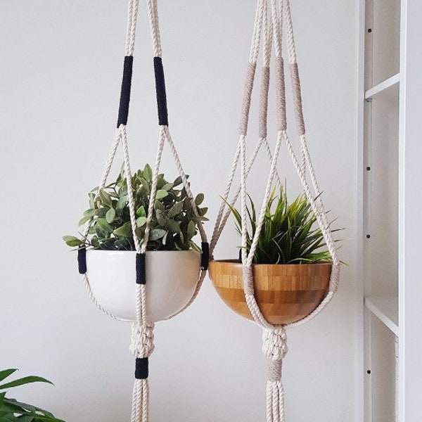 Macrame Plant Hanger, Hanging Planter, Color Block, Macrame Plant Holder