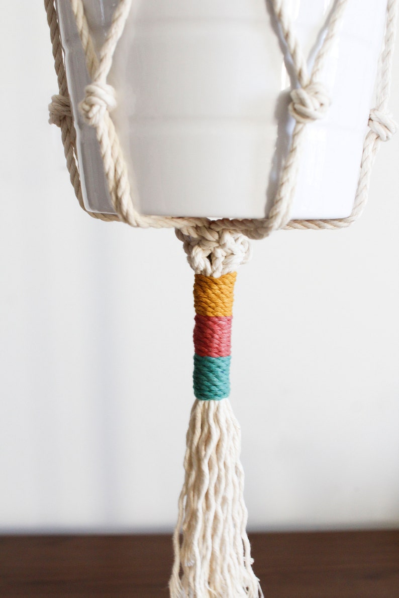 Macrame Plant Hanger, Hanging Planter, Color Block, Birthday Gift, Christmas Gift, No customs fees on orders going to the USA image 4